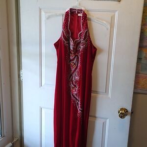 Embellished Vintage Red Women's 4? Sleeveless Maxi Dress Special Event